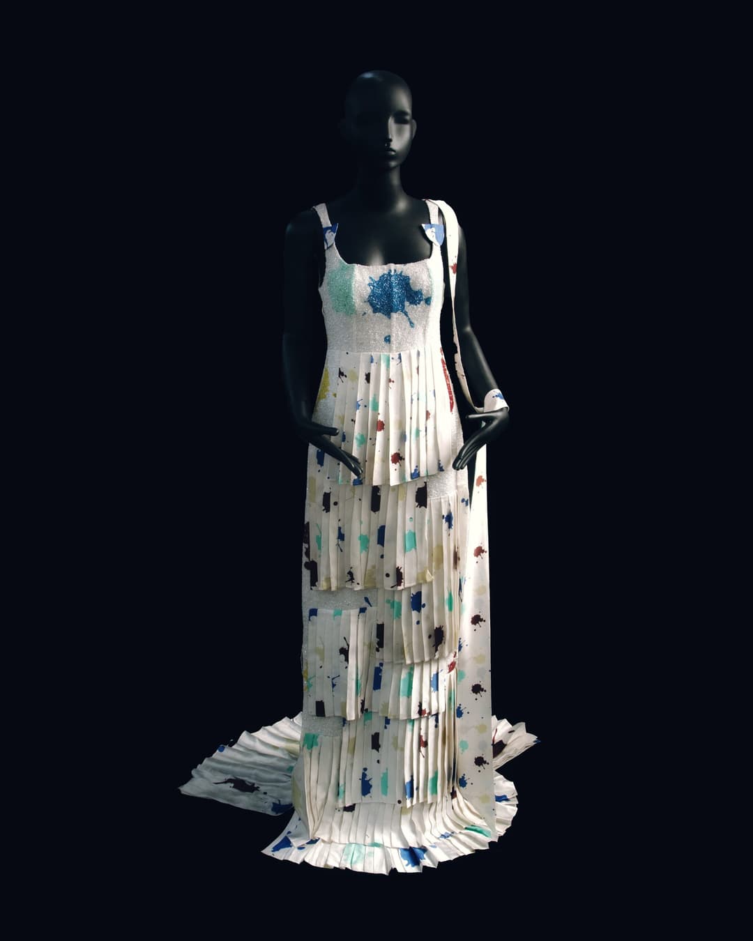 PLEATED PAINT DRESS